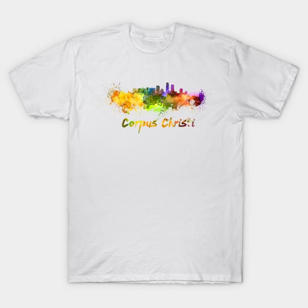 Corpus Chisti skyline in watercolor T-Shirt by PaulrommerArt